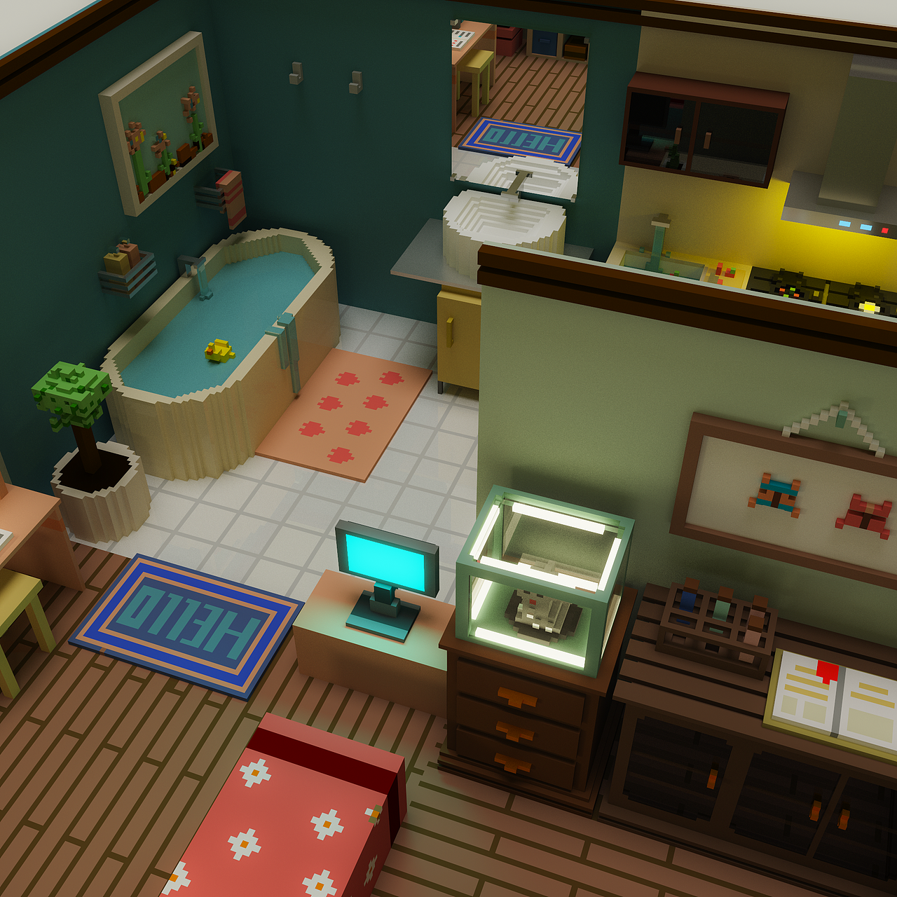 MagicaVoxel 体素作品 ——人总是习惯追逐光（图ZMjQzNzc0ODE2） - 场景 - 站酷设计师夜夜森林原创素材 - 站酷ZCOOL