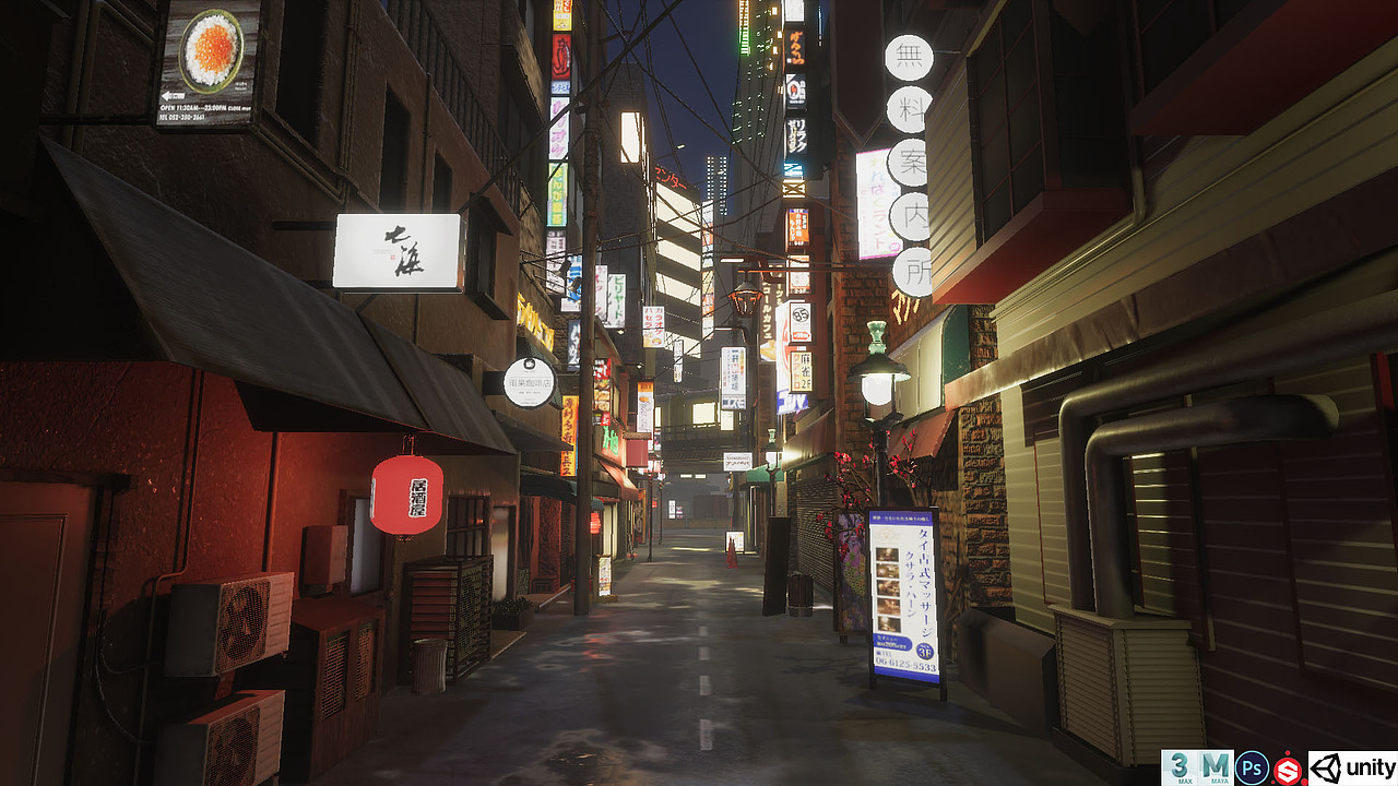 unity3d街道夜景