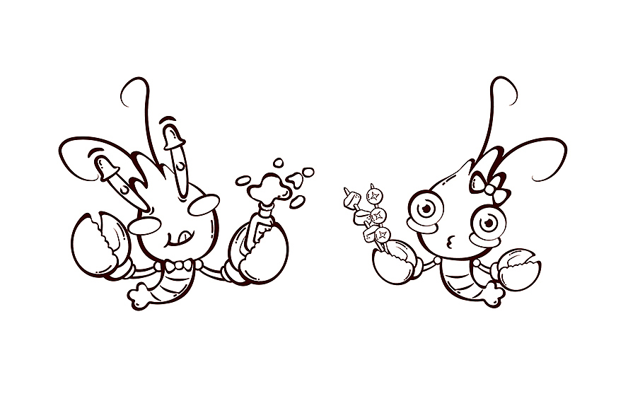 龙虾品牌卡通形象设计