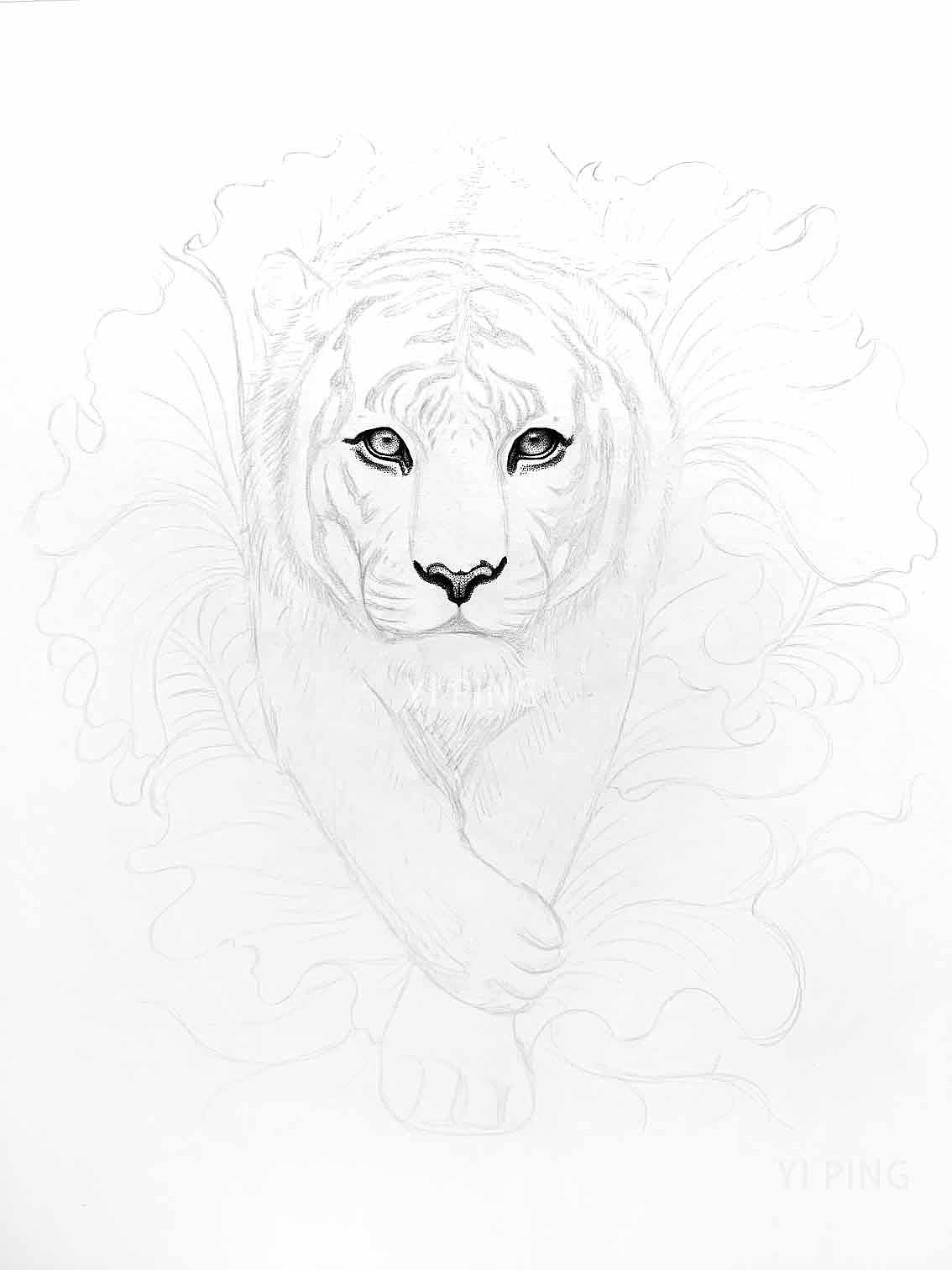 钢笔手绘 | 虎年生肖插画（图ZMjYzMzk1MzQw） - 艺术插画 - 站酷设计师易萍Elaine原创素材 - 站酷ZCOOL