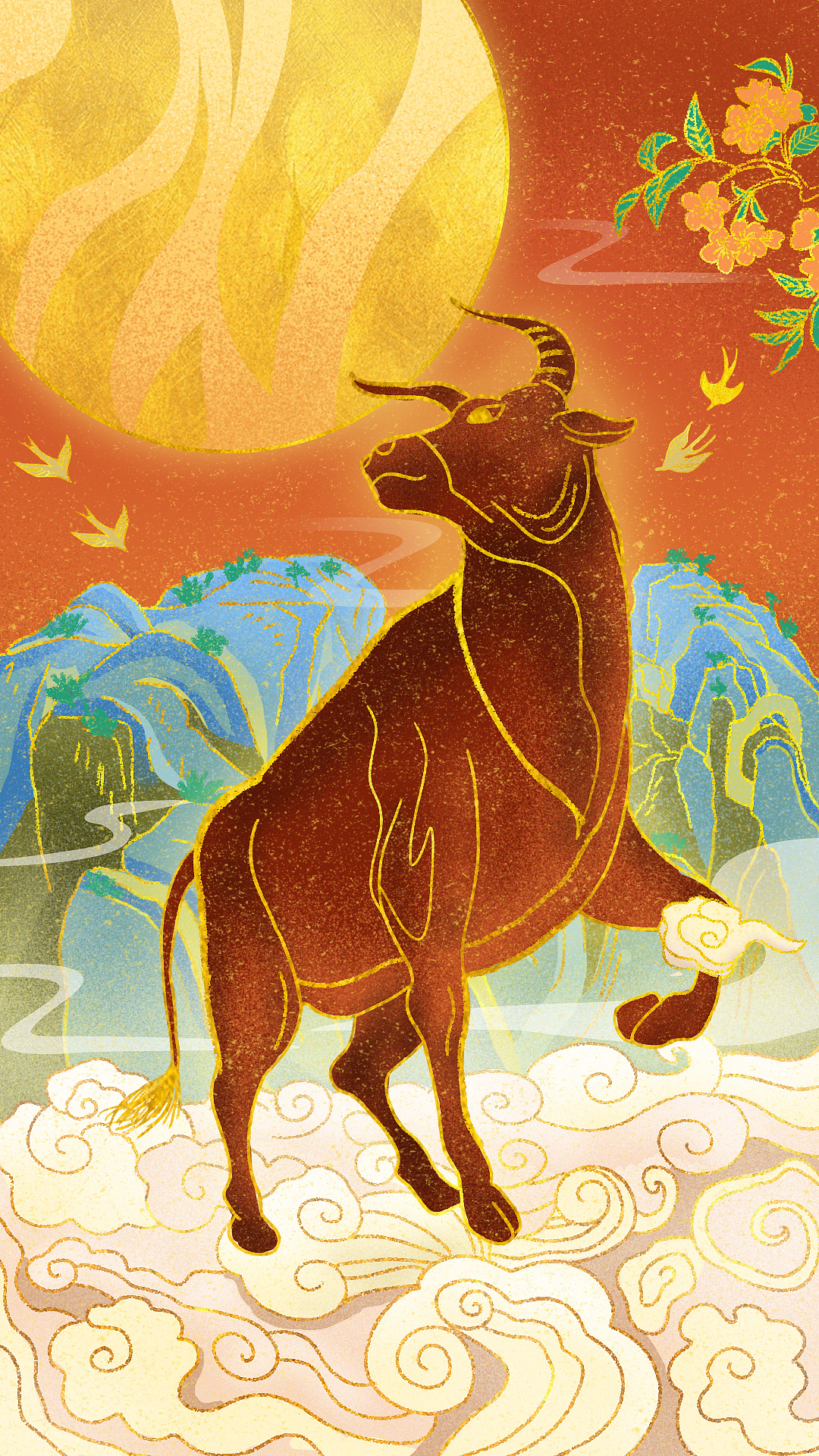 2021国风牛年贺图