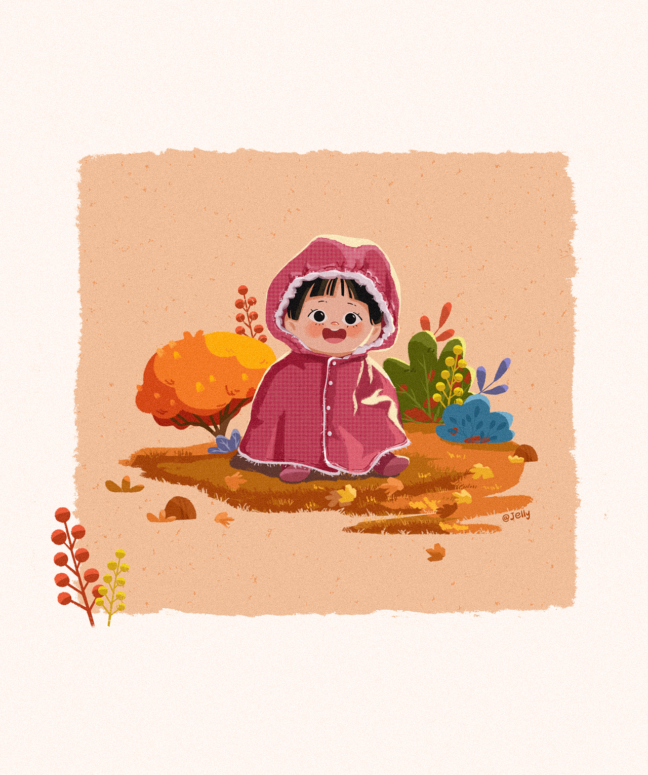 插画练习-秋日里的宝贝（图ZMjMyMzAzMTY0） - 创作习作 - 站酷设计师Jelly_yu原创素材 - 站酷ZCOOL