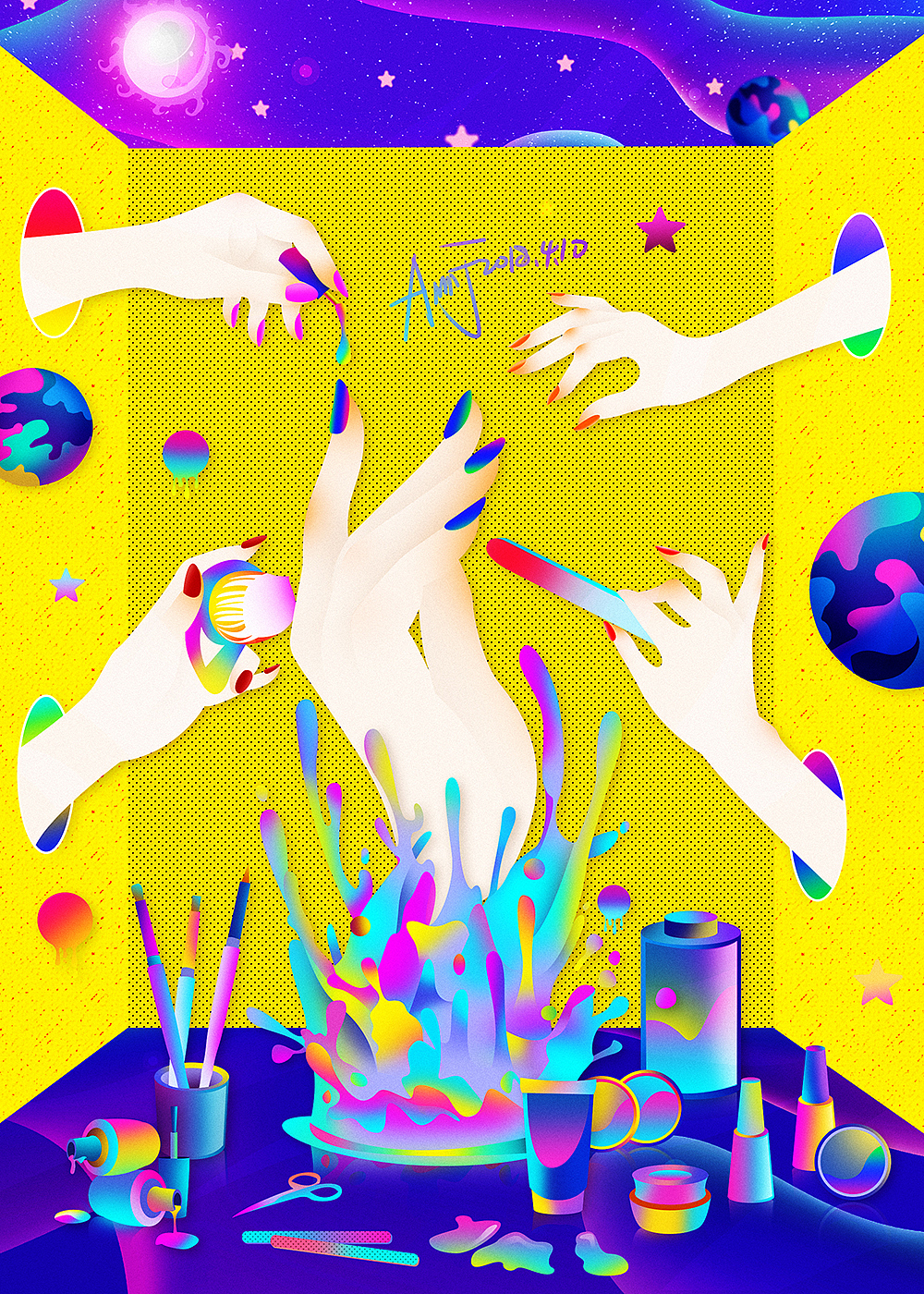 目迷五色（图ZMTExMDc0ODIw） - 新锐潮流插画 - 站酷设计师annnj原创素材 - 站酷ZCOOL