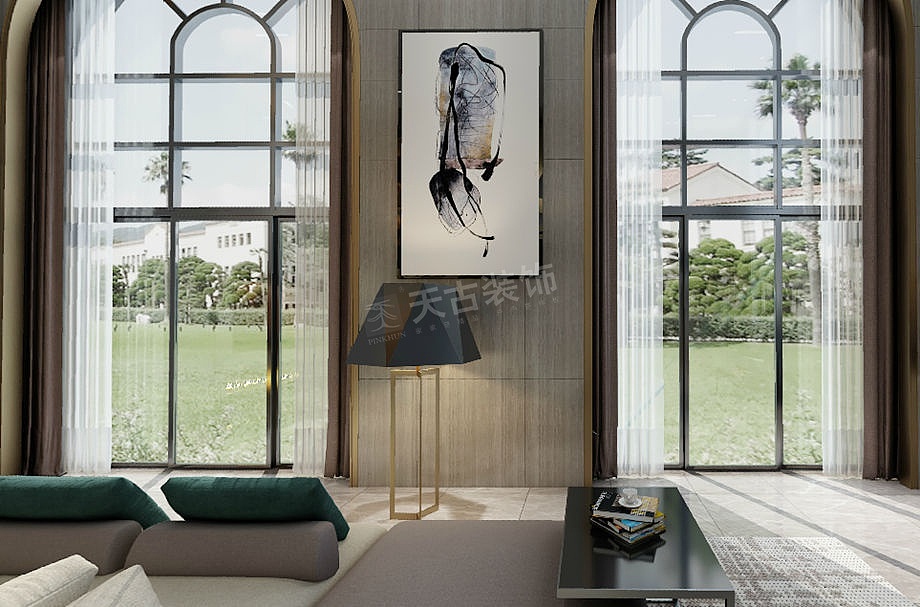 龙湖椿山联排别墅装修案例|天古装饰轻奢风格别墅设计