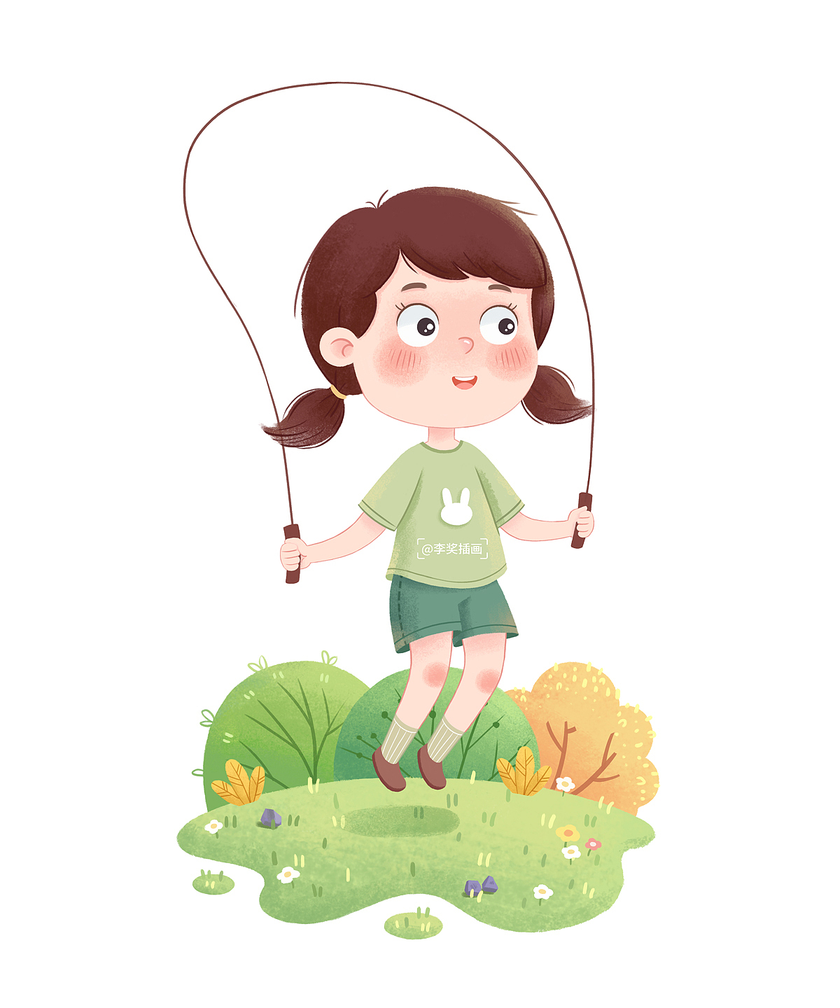 跳绳运动（图ZMjczOTU1MTE2） - 儿童插画 - 站酷设计师李奖插画原创素材 - 站酷ZCOOL