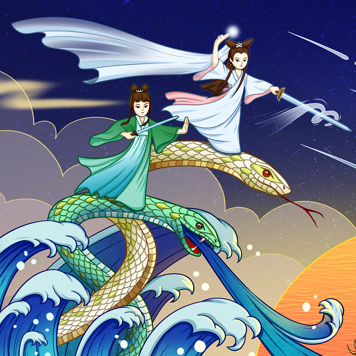 海报插画《水漫金山》