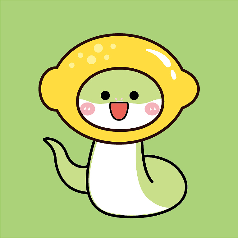 柠檬蛇卡通可爱插画手绘图片素材
