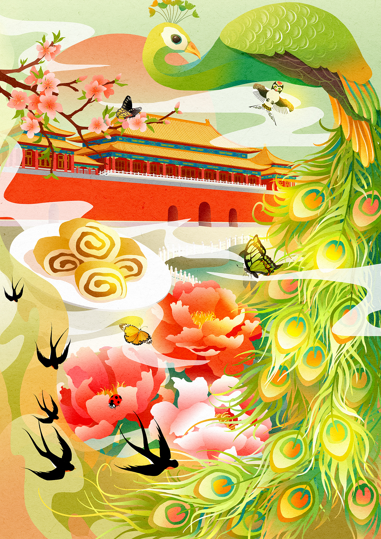 北京ip国风插画四季京城