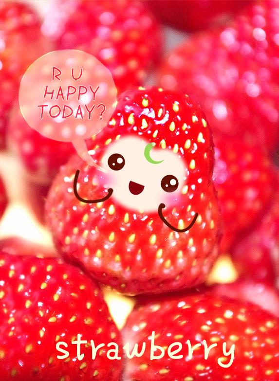 【摄影+PS】春季时候家里吃草莓,看得鲜美,于是拍了一张……顺便PS个gif卖了个萌。。