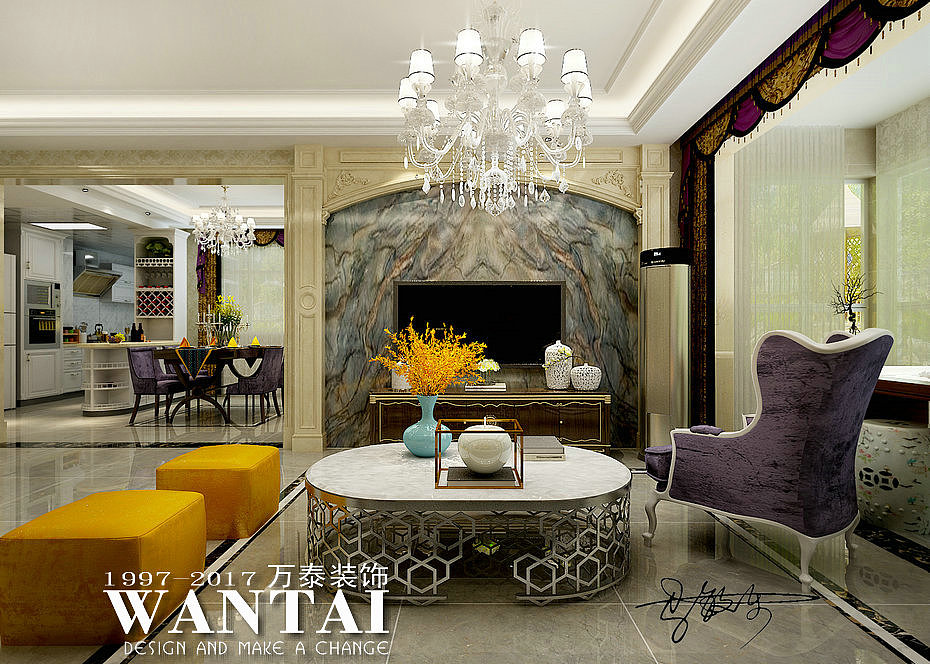 泰安万泰装饰—泰安鲁商国际135平轻奢欧式装修效果图