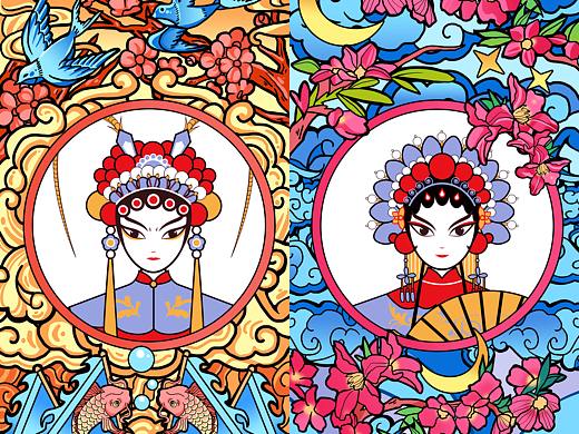 穆桂英&杨贵妃手机插画设计