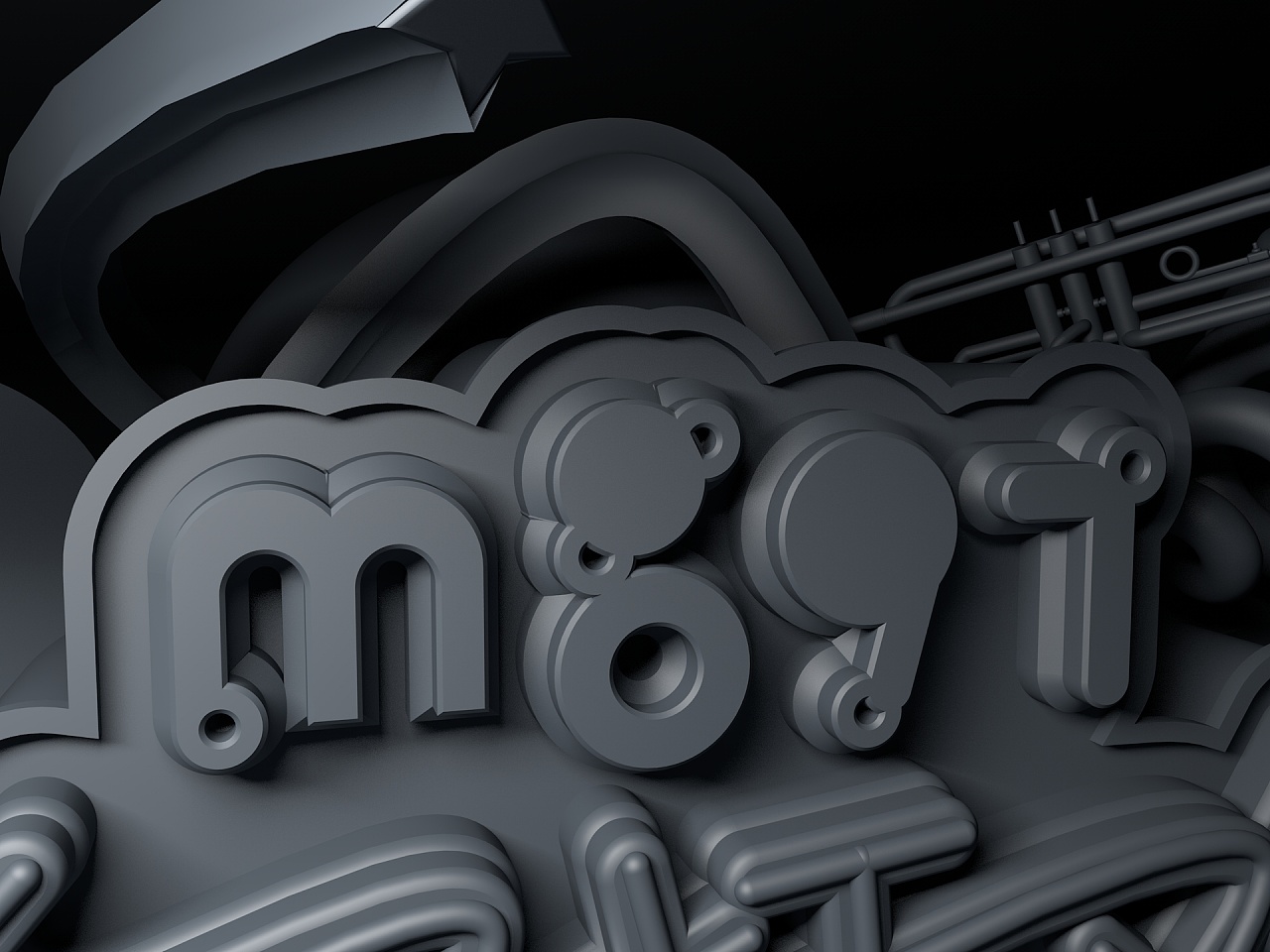 mg97/c4d字体海报练习/3d立体建模作品