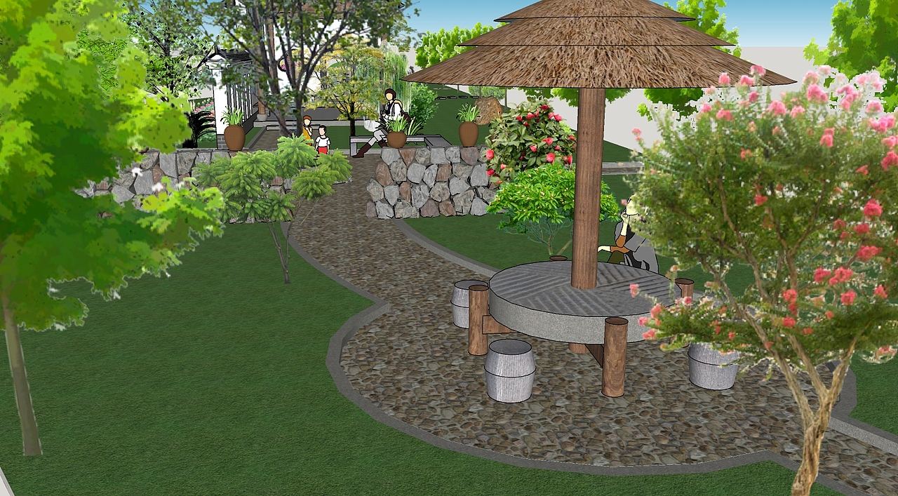 乡村村口景观（图ZMTY3NTAzMTQ4） - 景观设计 - 站酷设计师小米飞飞原创素材 - 站酷ZCOOL