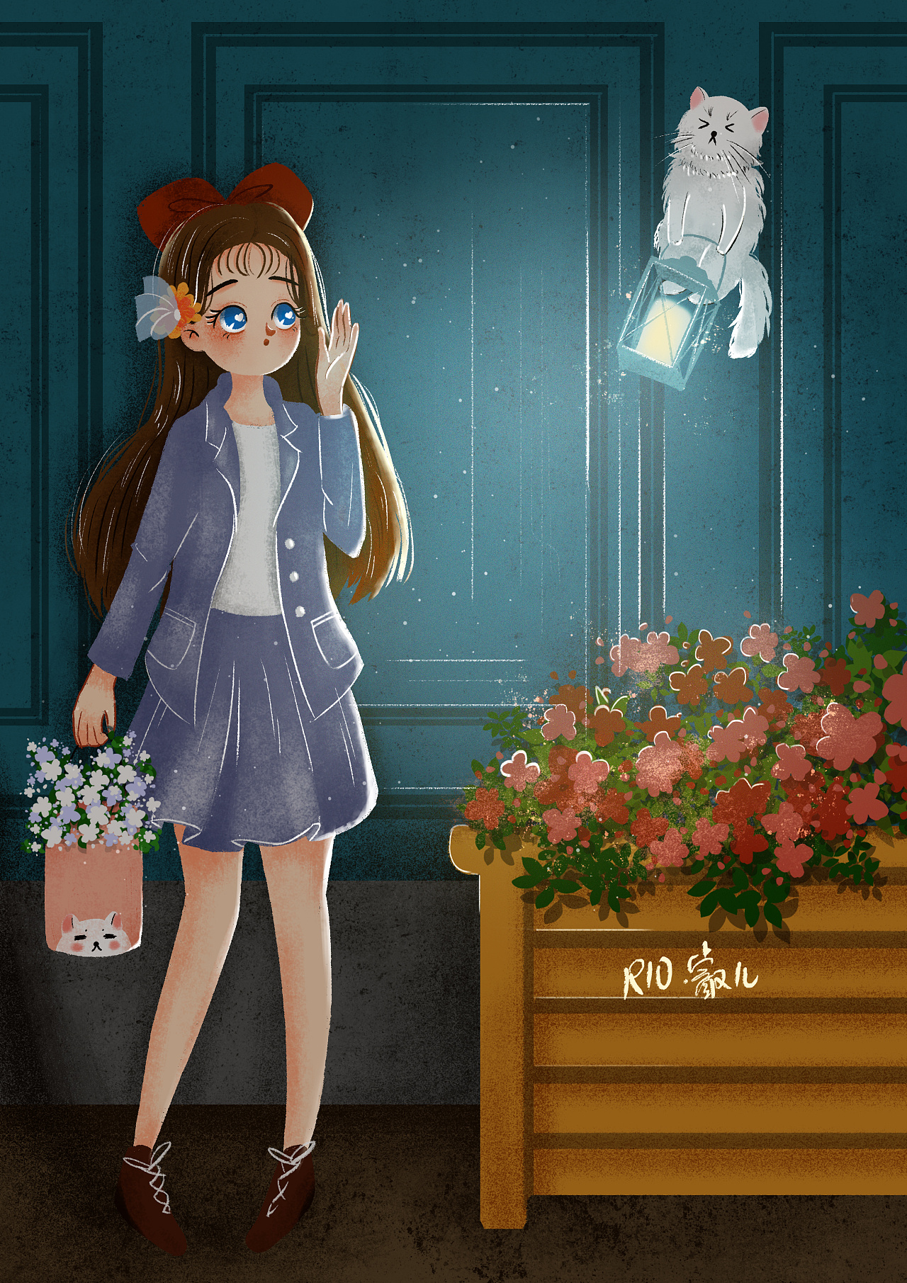 【睿儿插画-光影系列】少女与猫