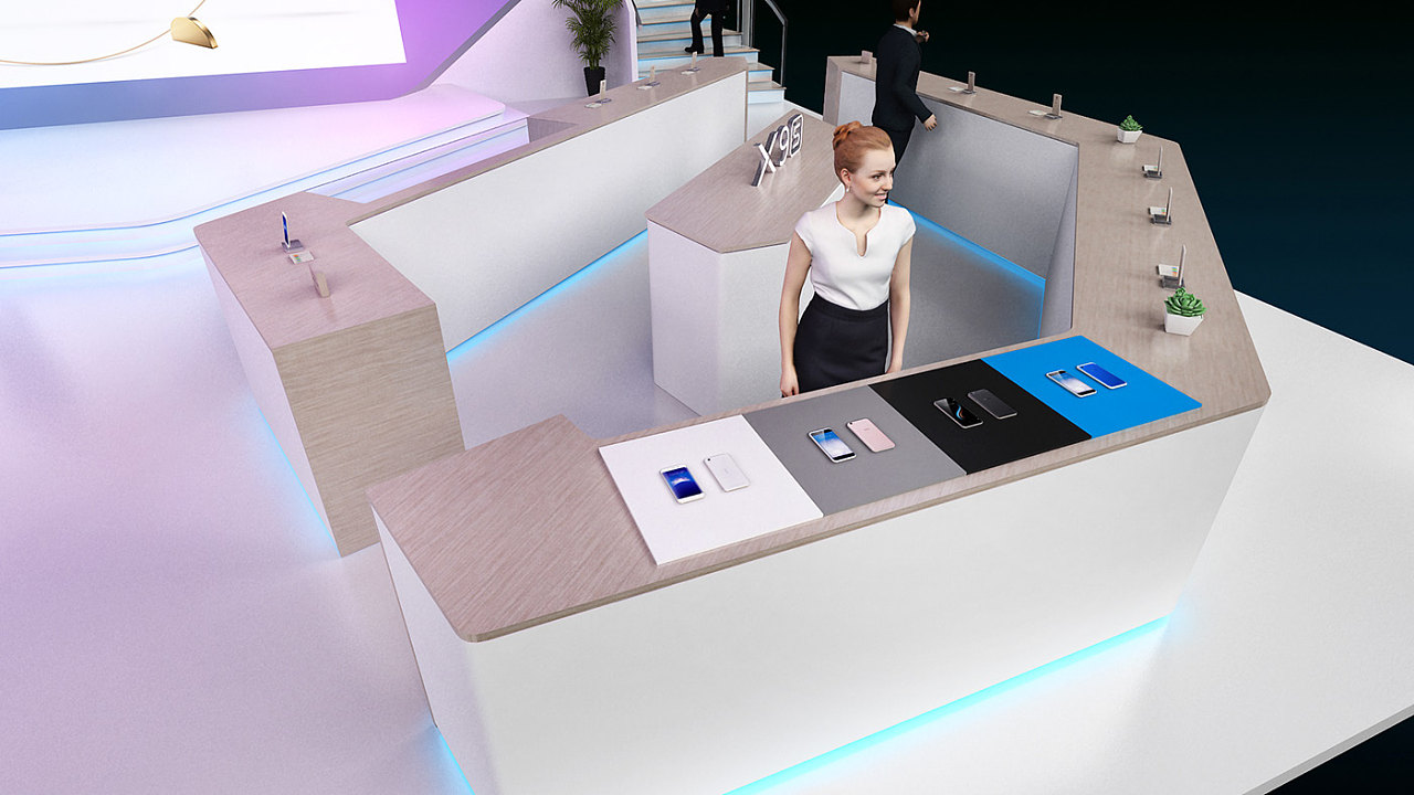 vivo天翼手机展效果图设计3d效果图设计