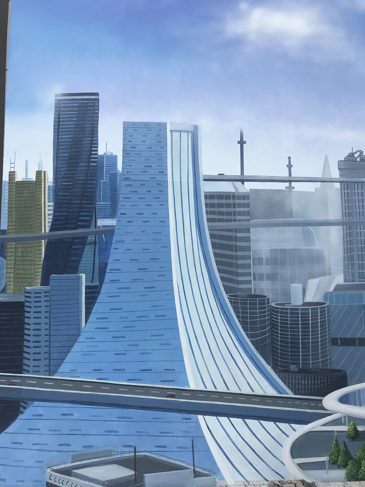 广州花都碧桂园售楼中心未来科技感墙体手绘|插画|商业插画|堇墨墙绘