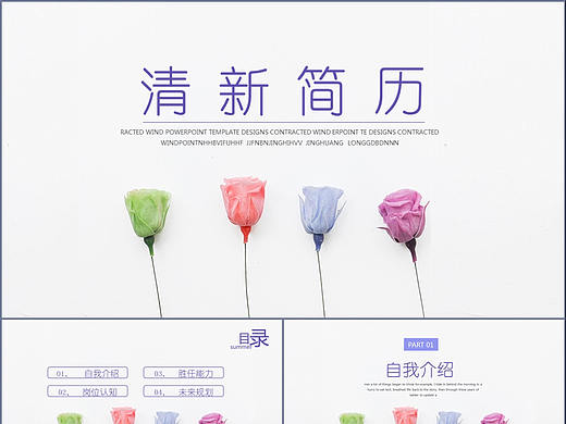 清新文艺唯美设计个人应聘简历自我介绍述职报告PPT