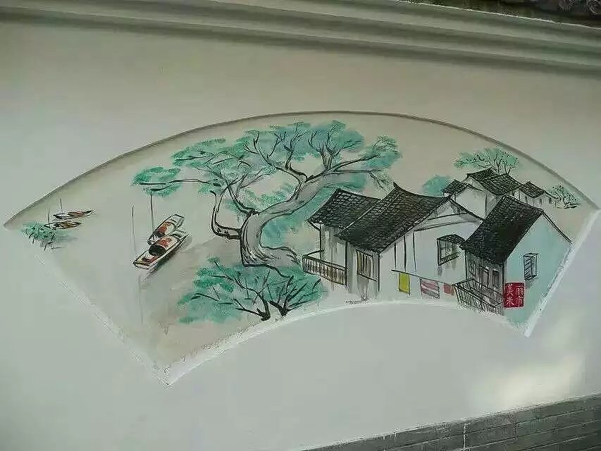 蜀绘壁画作品-乡村文化墙（图ZMTE3NTA2MDM2） - 建筑设计 - 站酷设计师蜀绘壁画原创素材 - 站酷ZCOOL