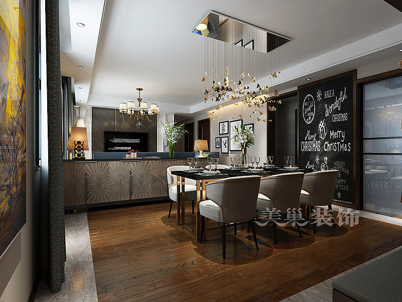 有色地质家园四室两厅样板间装修设计图美式风格赏析