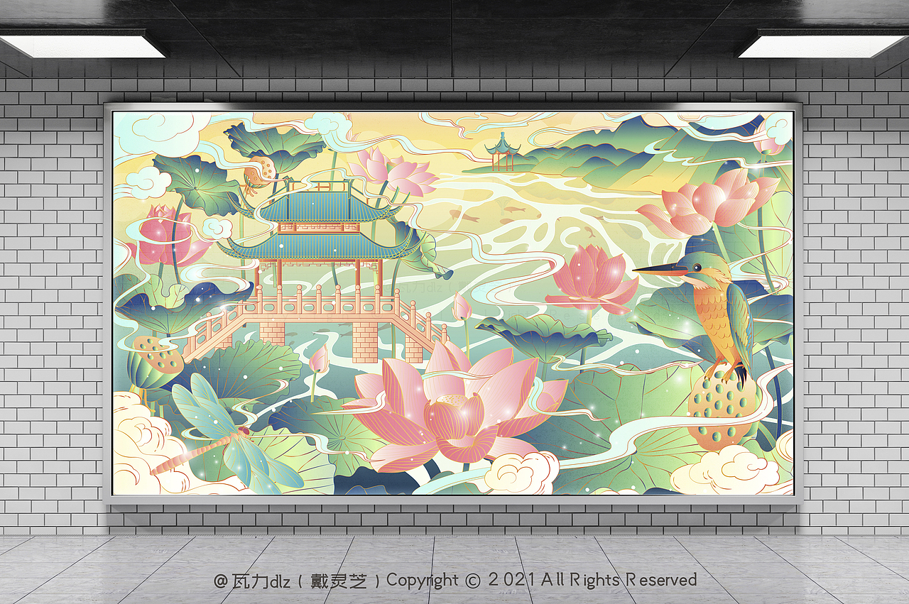 杭州西湖十景系列插画-用AI矢量绘制（图ZMjQyMzE5ODIw） - 艺术插画 - 站酷设计师戴灵芝原创素材 - 站酷ZCOOL