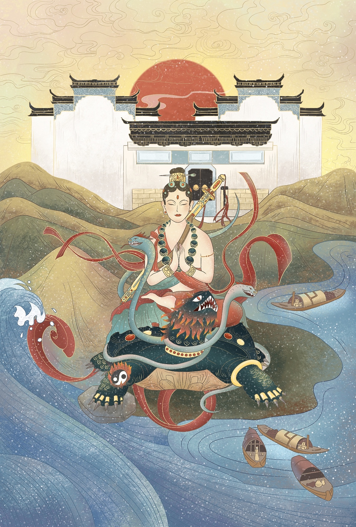 景德镇水神设计插画