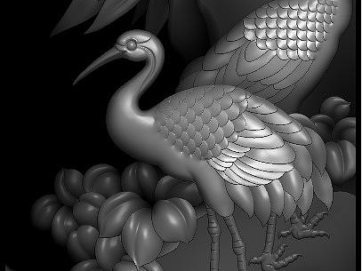 松鹤延年浮雕图