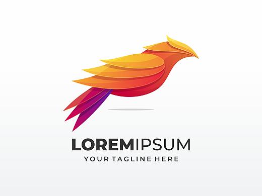 国外炫彩风格鸟logo标志AI素材