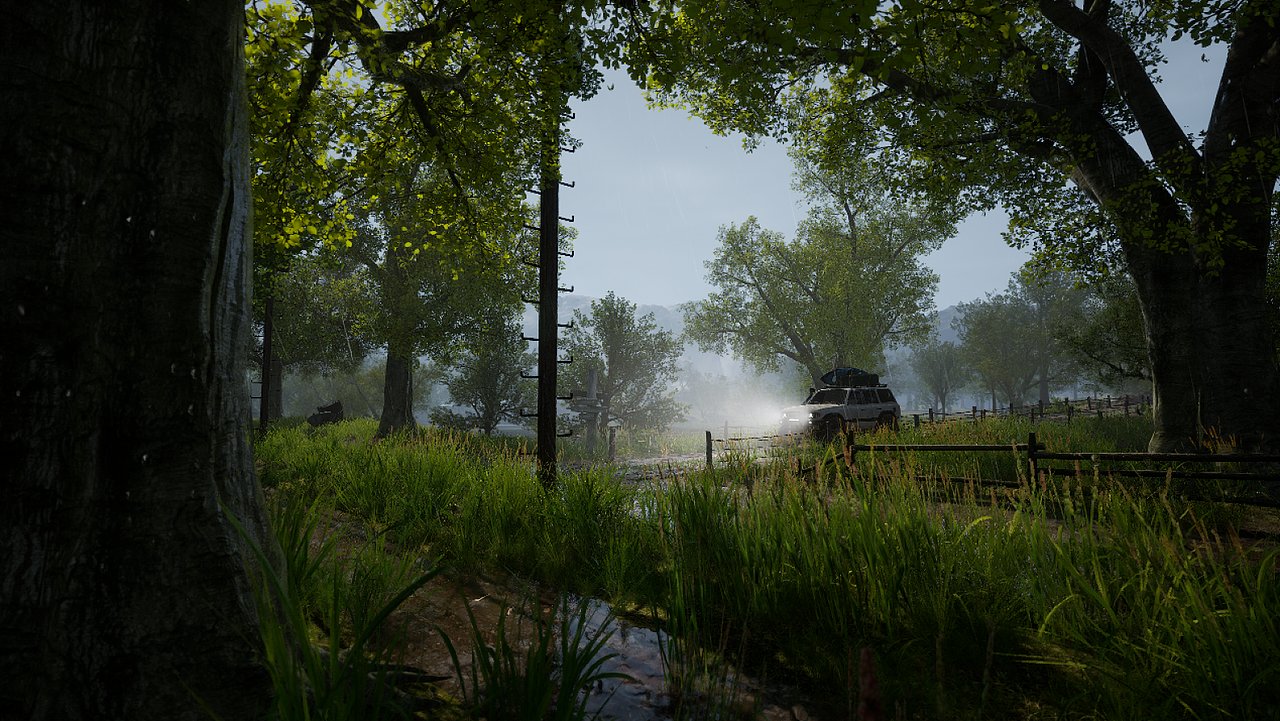 ue4-湿路雨季森林写实场景