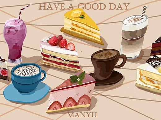 下午茶系列（个人主页-ZNDEyMTY5NjQ=） - 创作习作 - 站酷设计师蛋挞_MANYU原创素材 - 站酷ZCOOL