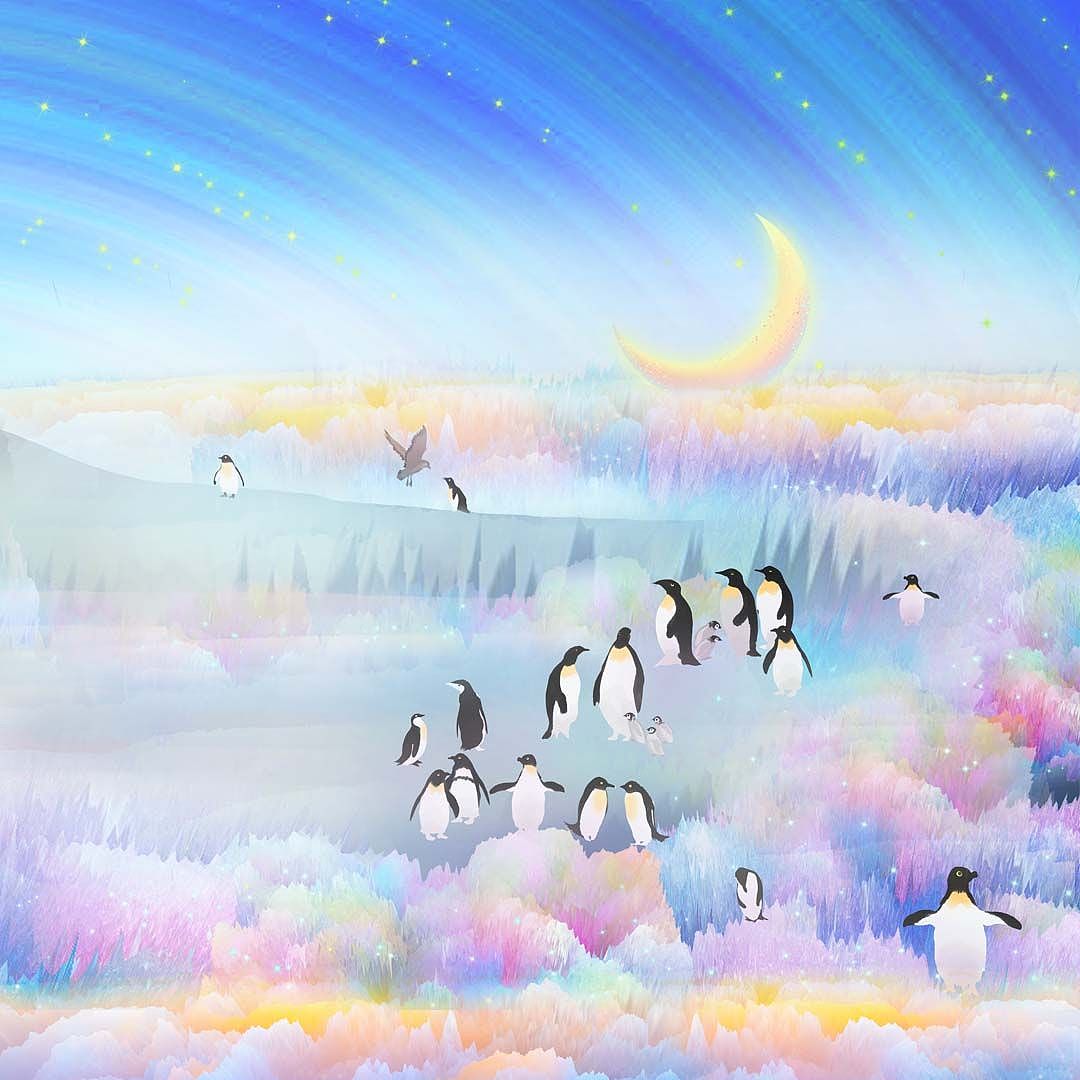 生活在南极企鹅宝宝，也渴望那一缕触不可及的阳光吧？（图ZMTYxMTQxNzc2） - 商业插画 - 站酷设计师灵魂画师DJ药灵儿原创素材 - 站酷ZCOOL