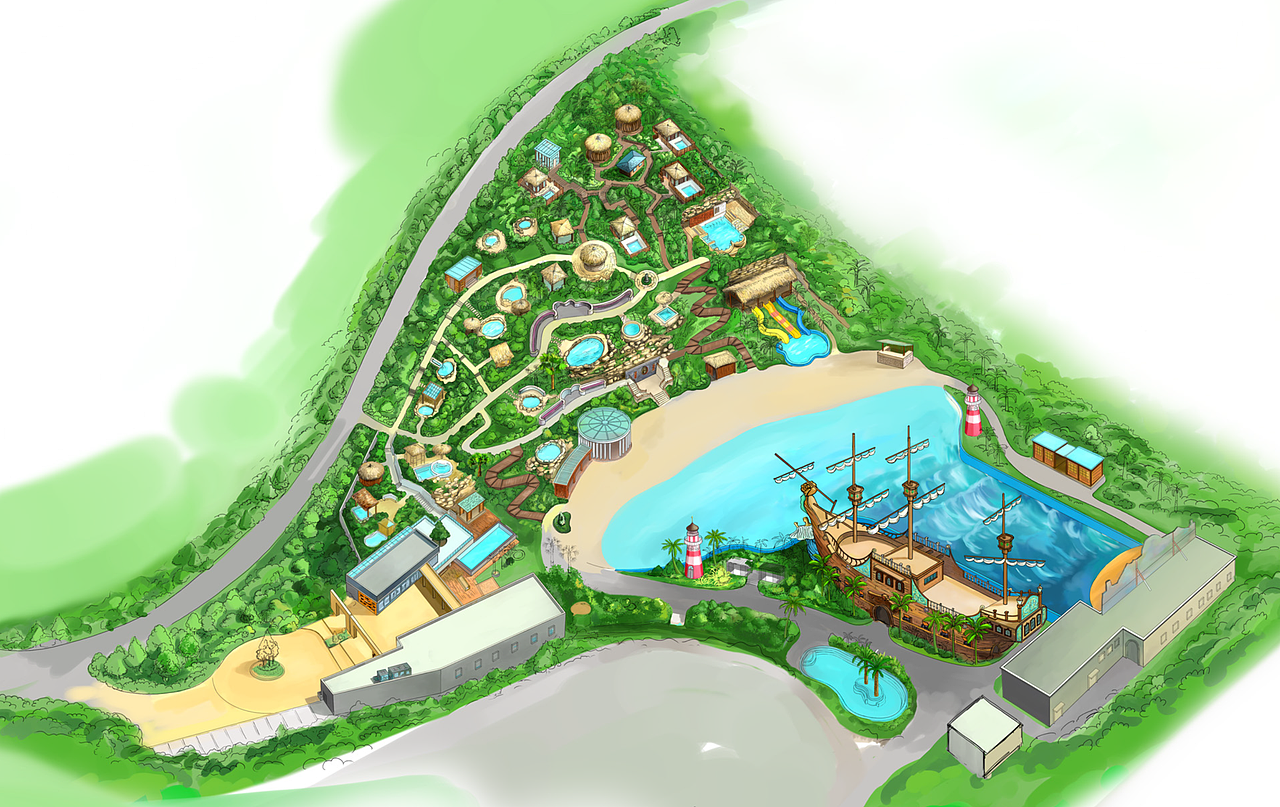 某水世界手绘导览图