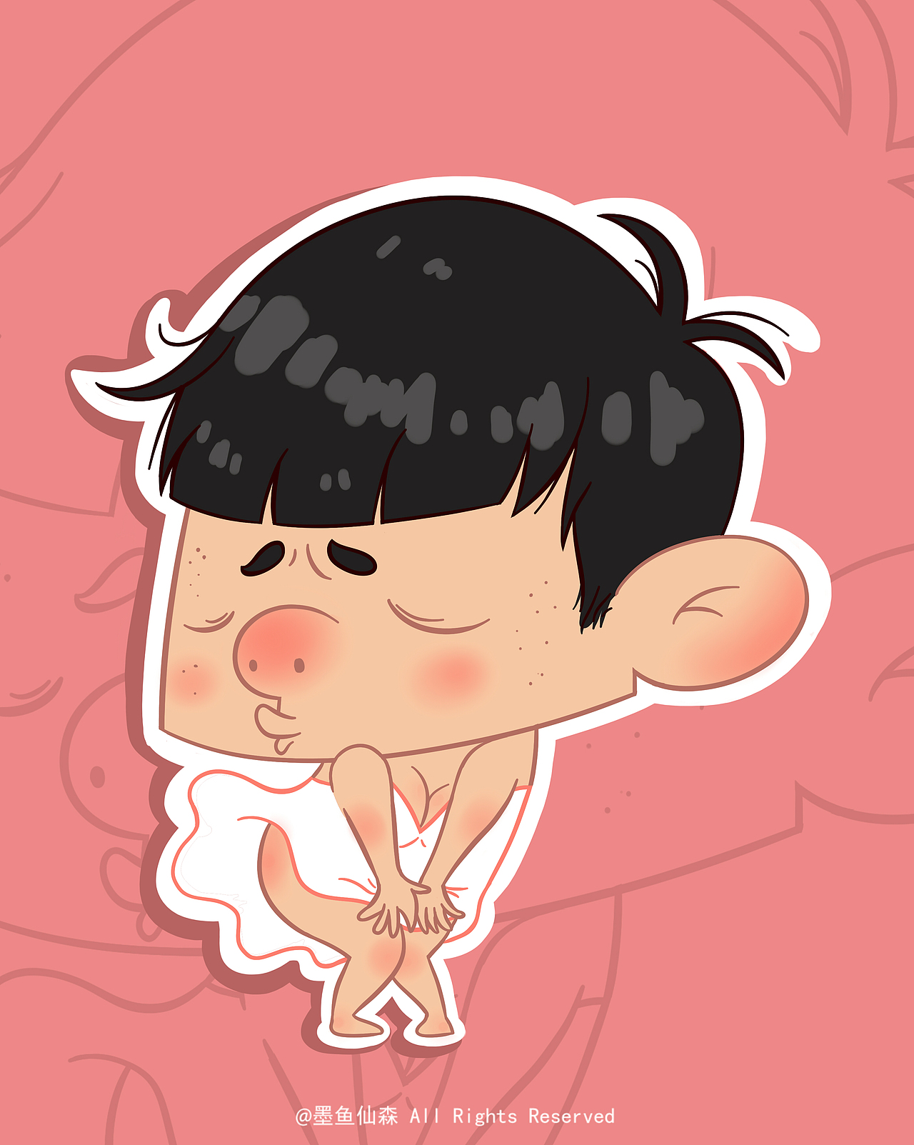 q版卡通人物设计——方脸系列|动漫|单幅漫画|墨鱼仙森_原创作品-站酷