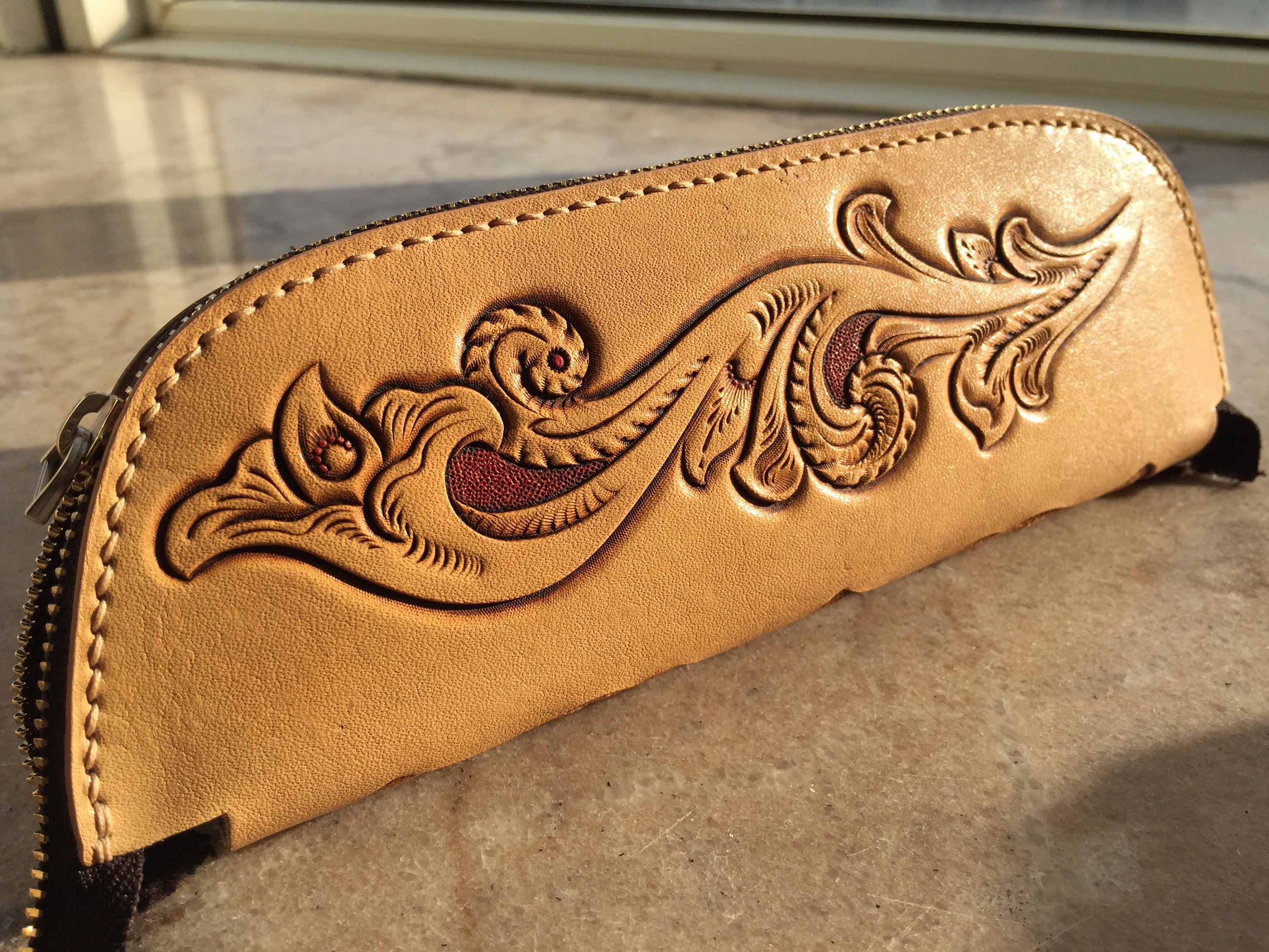 处女作·第一次雕刻自己画的唐草|手工艺|皮艺|吾生极乐 - 原创作品 -