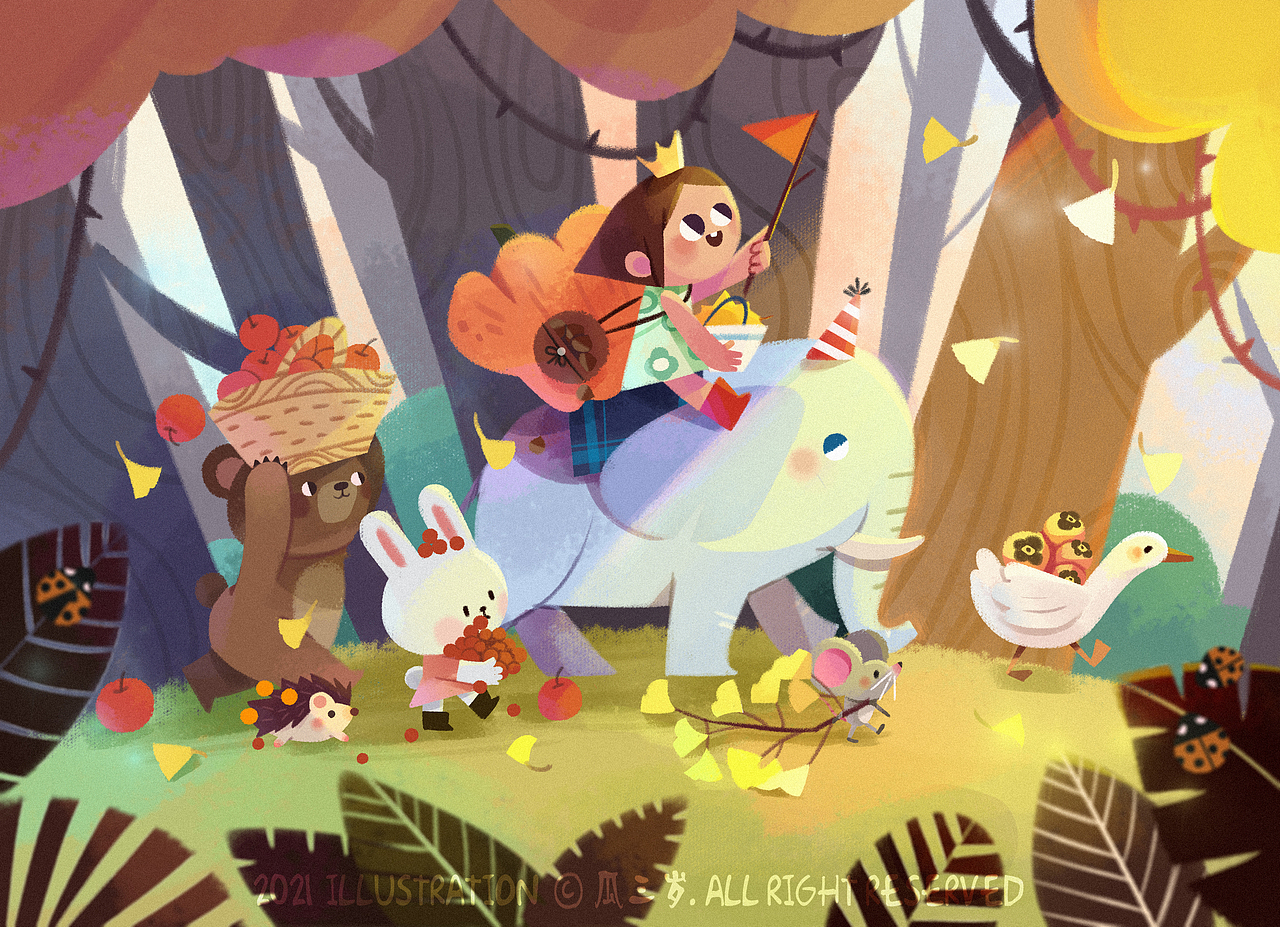 秋日（圖ZMjg1MDI1MzE2） - 兒童插畫 - 站酷設(shè)計(jì)師在下瓜3歲原創(chuàng)素材 - 站酷ZCOOL