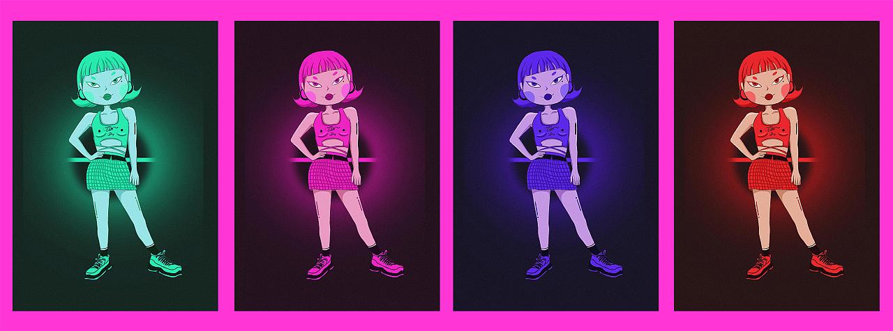 《粉红女郎》（图ZMjY3MzA4NTA4） - 新锐潮流插画 - 站酷设计师蓝愫原创素材 - 站酷ZCOOL