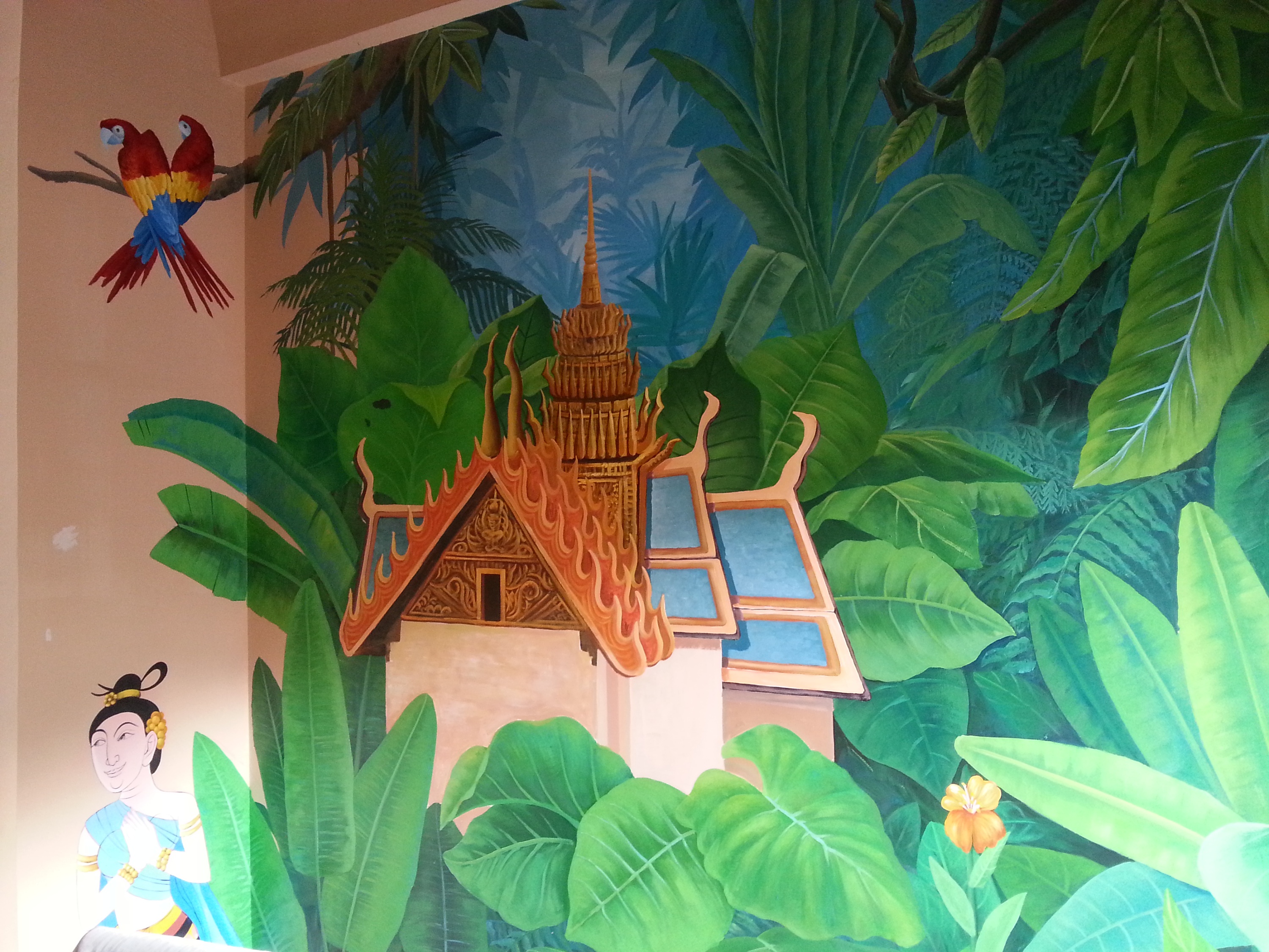 云南昆明文林记忆泰式火锅餐厅文化墙体彩绘