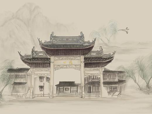 春风湖上荡口古镇（个人主页-ZMjk3OTk0NDg=） - 商业插画 - 站酷设计师坦然YT原创素材 - 站酷ZCOOL