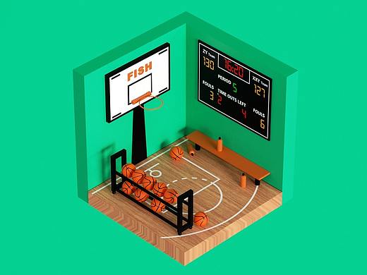 2.5D C4D篮球场建模练习（个人主页-ZNTE0MDIzNzY=） - 其他三维 - 站酷设计师咕咕鲸原创素材 - 站酷ZCOOL