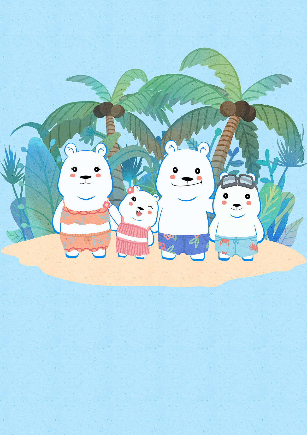 一直在北极生活的北极熊一家四口, 搬来南方居住, 多年来一直有美的的