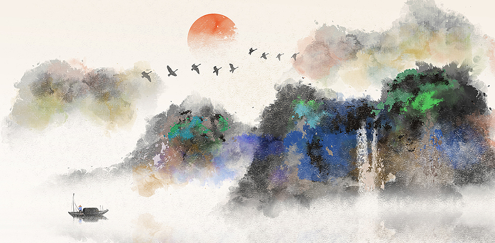 彩色山水画（图ZMTk2MTI0NjMy） - 商业插画 - 站酷设计师心灵艺坊原创素材 - 站酷ZCOOL