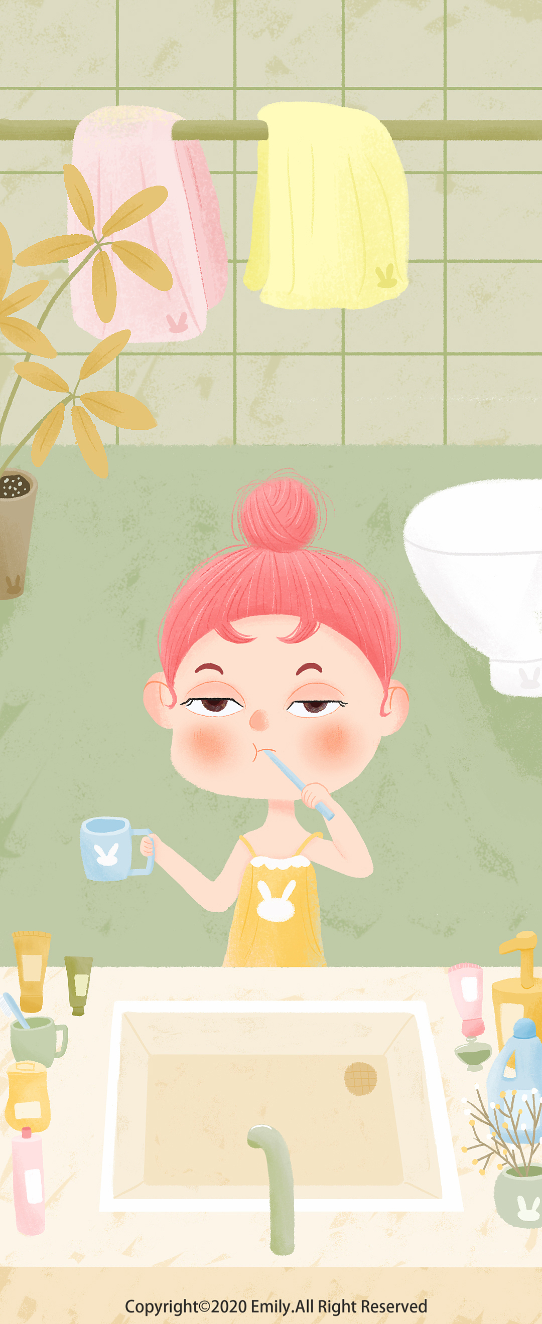 小女孩日常手机壁纸（图ZMjA5NDYwODAw） - 创作习作 - 站酷设计师Emily艾米粒儿原创素材 - 站酷ZCOOL