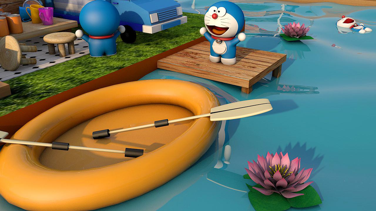 c4d野炊的机器猫|三维|场景|glimmering_原创作品-站酷zcool