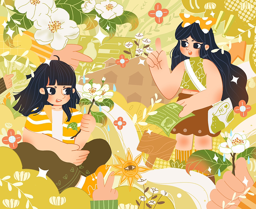 《果园的那些事》平面插画作品