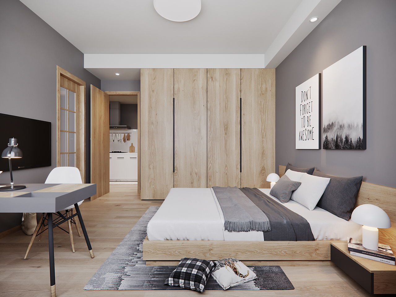 一套员工宿舍效果图表现