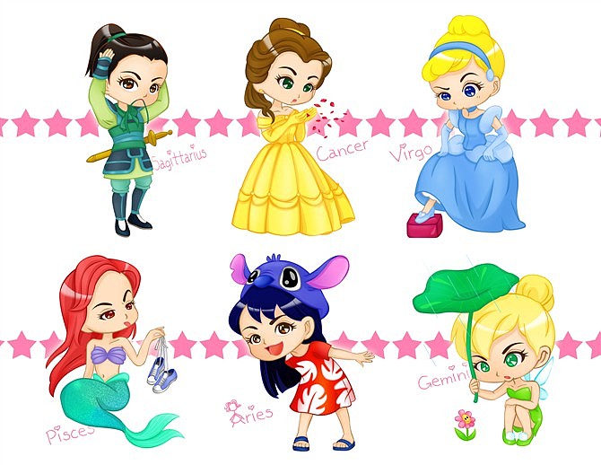 一组迪士尼公主形象的小卡通,还算挺可爱的.