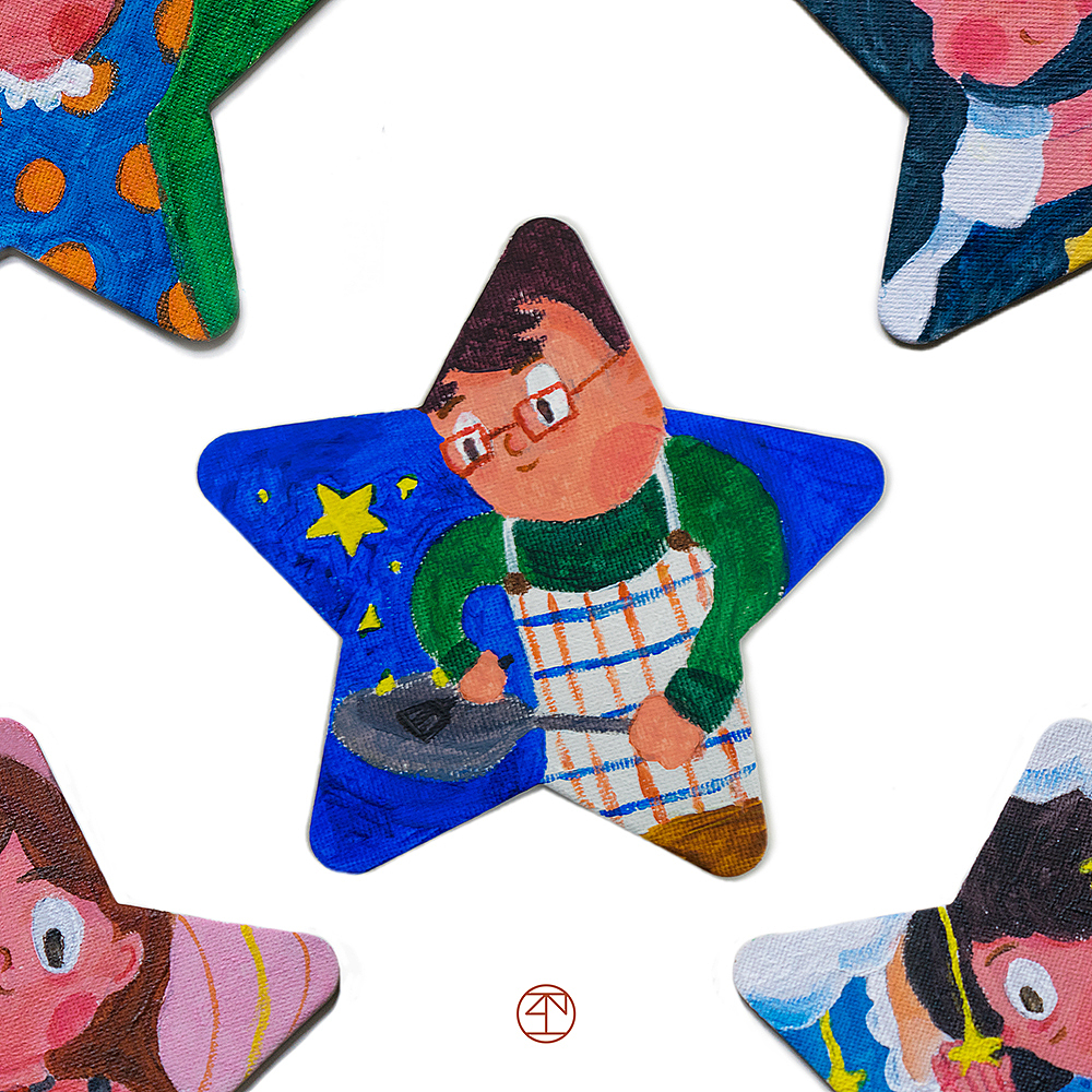 摘颗星星给你 | 丙烯小画（图ZOTY0ODU0MzY=） - 创作习作 - 站酷设计师AskewYang原创素材 - 站酷ZCOOL