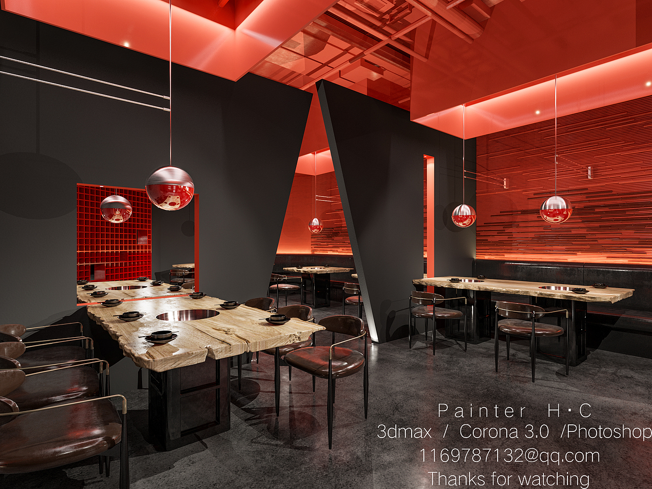 红 烤肉店（图ZMTczOTY2Njc2） - 家装设计 - 站酷设计师PainterHC原创素材 - 站酷ZCOOL