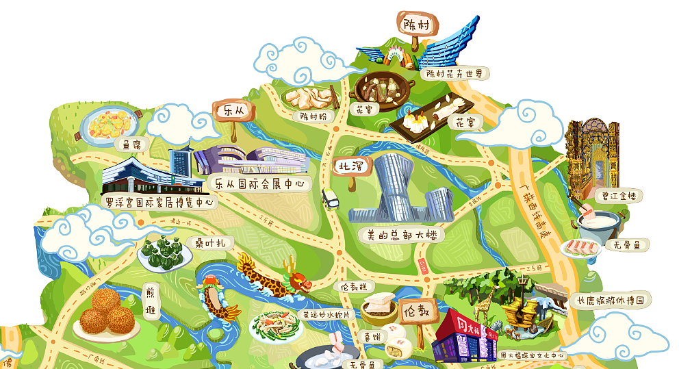 佛山顺德美食旅游手绘地图 90后 景点美食 fish杂志（图ZNzU2ODIxMjQ=） - 商业插画 - 站酷设计师lypping梁平平原创素材 - 站酷ZCOOL