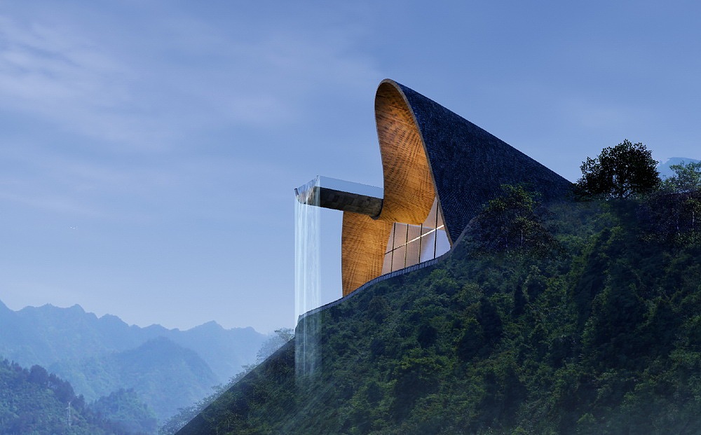 茅岩河瀑布泳池酒店ad国际岸狄建筑