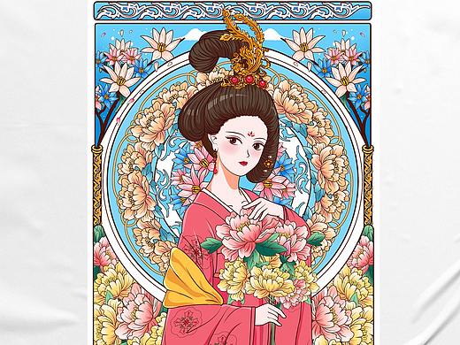 宫廷风格古装人物插画设计 AI插画